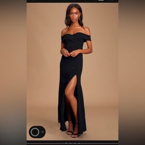 Lulus Song of Love Black Off the Shoulder Maxi Gown Size XS